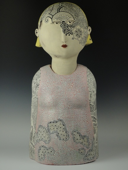 2012 Illustrated Woman (32''x15''x12'') Stoneware Illustrated Woman