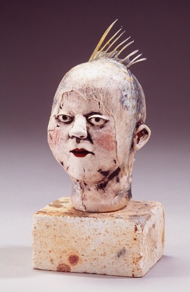 2005 Little Fish Head (5''x2''x2'') Porcelain, Fish Skin, Kiln Post Little Fish Head